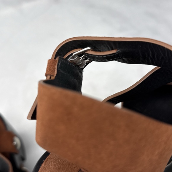 Alexander Wang Tess Suede Chunky Wooden Platform Clog Sandal Heel Brown Boho 35 - Picture 11 of 16